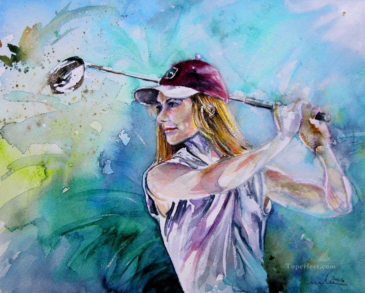 miki golfing impressionist Oil Paintings